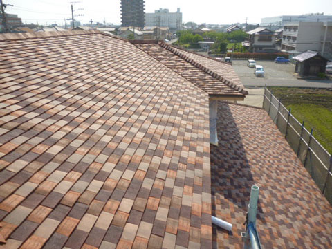 プレートタイルの新築屋根工事